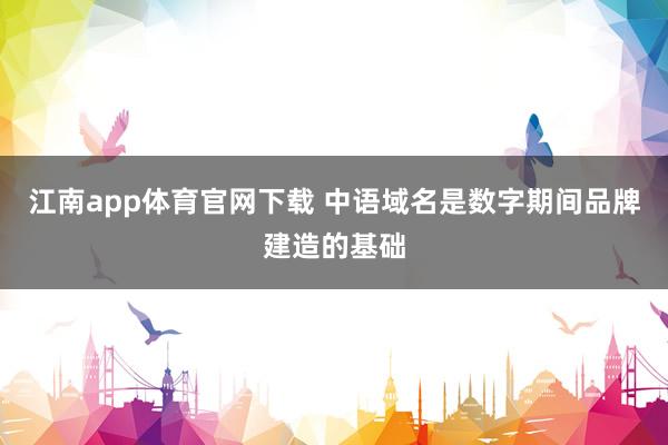 江南app体育官网下载 中语域名是数字期间品牌建造的基础