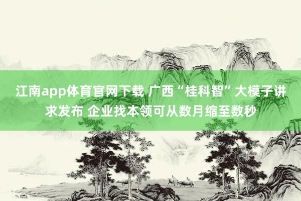 江南app体育官网下载 广西“桂科智”大模子讲求发布 企业找本领可从数月缩至数秒