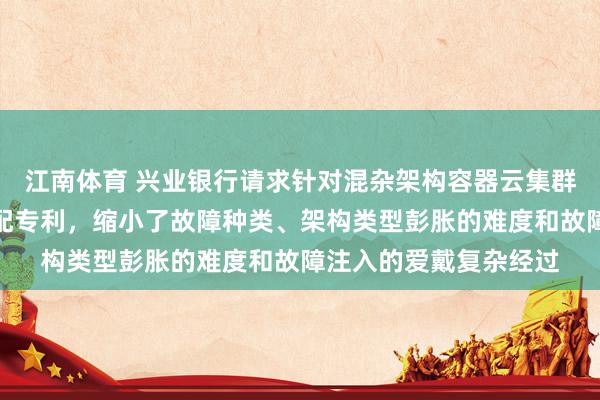 江南体育 兴业银行请求针对混杂架构容器云集群的故障注入步伐及装配专利，缩小了故障种类、架构类型彭胀的难度和故障注入的爱戴复杂经过