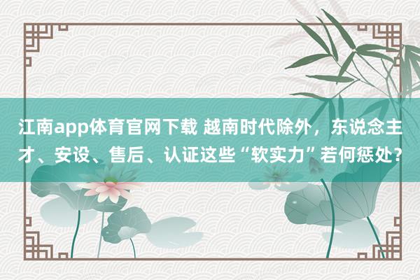 江南app体育官网下载 越南时代除外，东说念主才、安设、售后、认证这些“软实力”若何惩处？