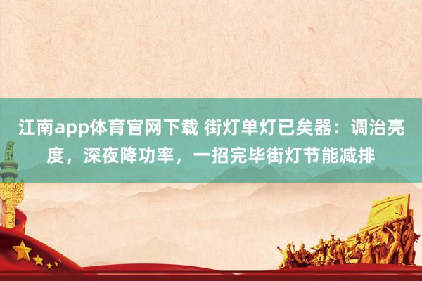 江南app体育官网下载 街灯单灯已矣器：调治亮度，深夜降功率，一招完毕街灯节能减排