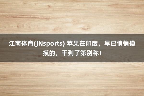 江南体育(JNsports) 苹果在印度，早已悄悄摸摸的，干到了第别称！