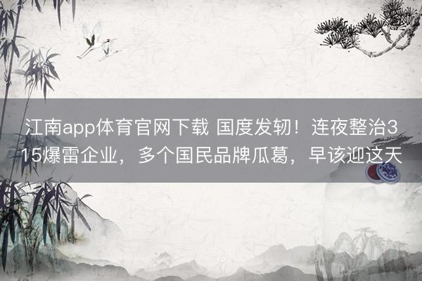 江南app体育官网下载 国度发轫！连夜整治315爆雷企业，多个国民品牌瓜葛，早该迎这天